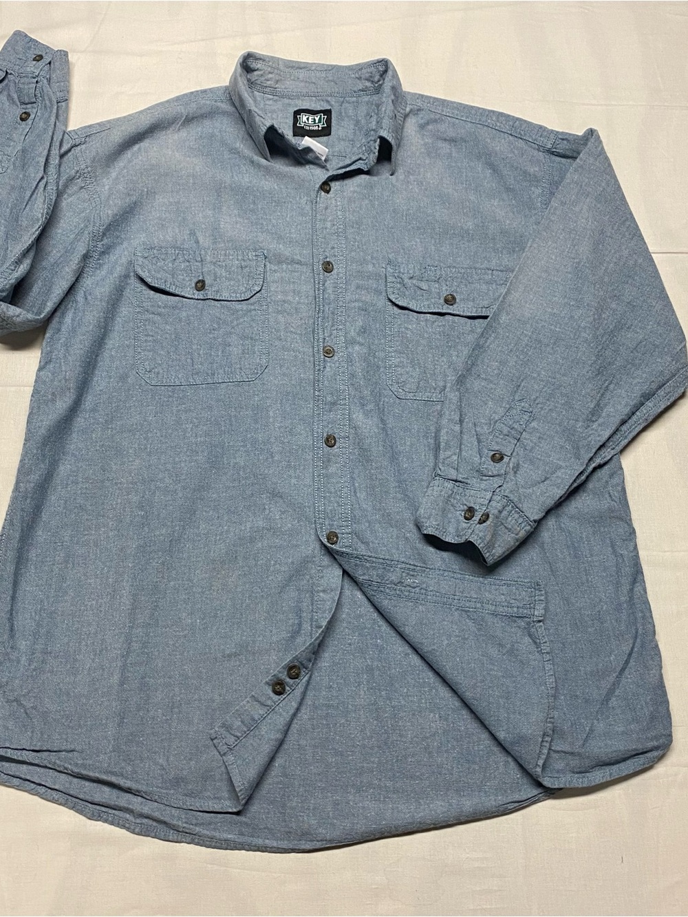 Men’s blue Long-Sleeve Workshirt - Classic Button-Up
